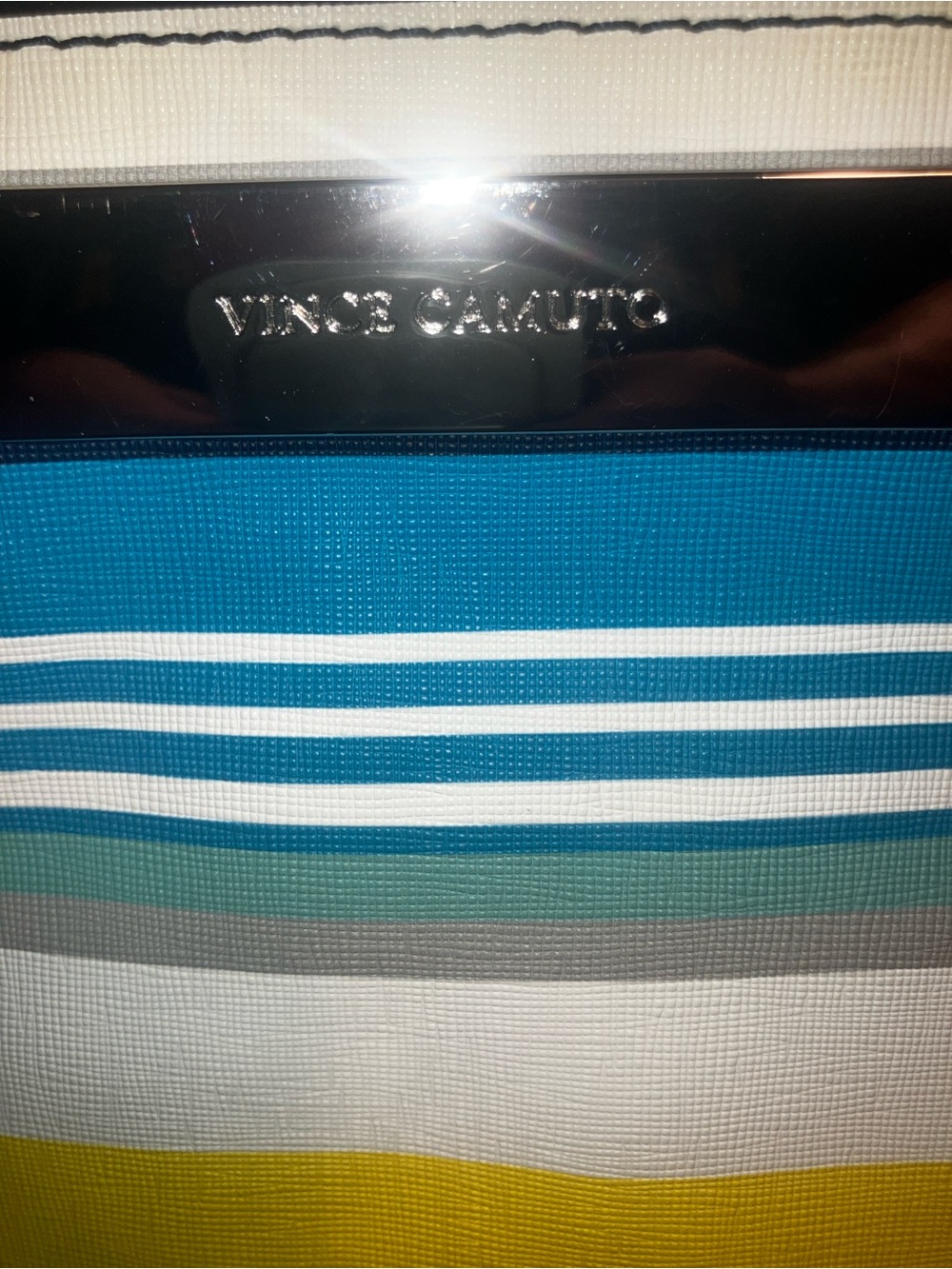 Vince Camuto Striped tote bag with Sleeve multi color 16”x 12”x6”